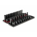 Tekton 3/8 Inch Drive 12-Point Impact Socket Set with Rails, 42-Piece (5/16-3/4 in., 8-19 mm) SID91217